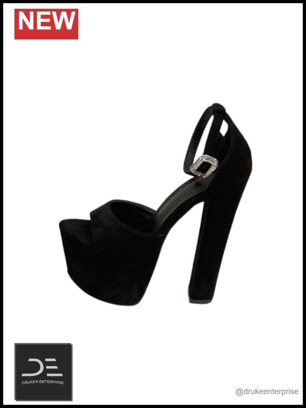 Open Toe Platform Block Heels 6.3 Inch Ankle Strap Buckle